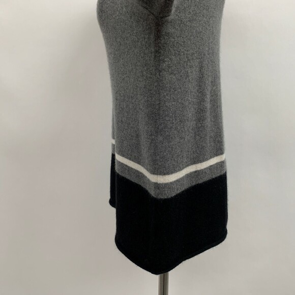 360 Cashmere Women's Sweater Medium Gray Black White 100% Cashmere Cowl Neck - Picture 3 of 11
